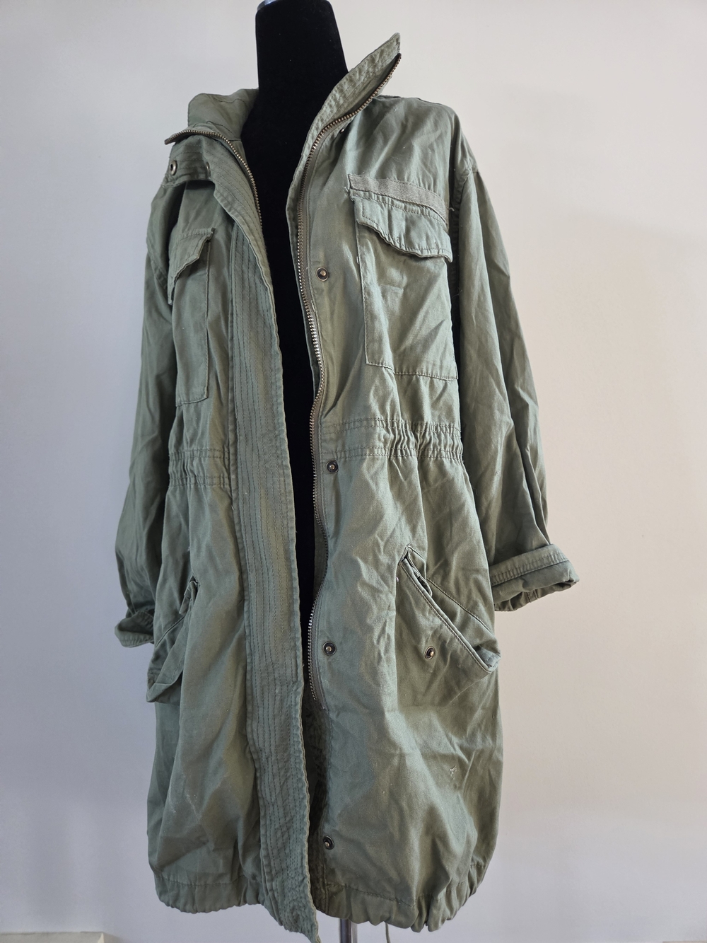 Unisex GAP XS Olive Green Cotton Utility Military Parka Jacket
